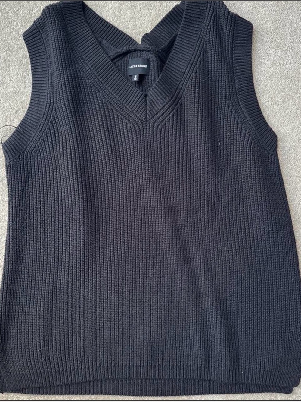 Lucky Brand Men's Black Ribbed V-Neck Sweater Vest